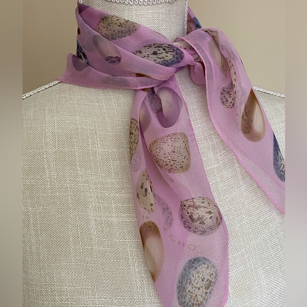 Echo Silk Semi Sheer Limited Edition Lavender & Pastel Speckled Bird Eggs Scarf